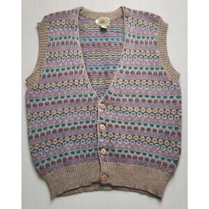 Boston Traders‎ Mens Size Large Pure Wool Sleeveless Vest Grampa 80s